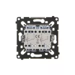 Simon 55 WMDL-0106L6R-0XX Łącznik schodowy podwójny z podświetleniem (mechanizm) 10AX, 250V~, szybkozłącza Posiada 2 niezależne układy podświetlenia, czarna rama montażowa