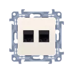 Simon 10 WC-5T12XXX-01-41XX Gniazdo komputerowe RJ45 kategoria 5e + telefoniczne RJ12 (moduł); kremowy