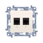 Simon 10 WC-6T12XXX-01-41XX Gniazdo RJ45 kat. 6 + gniazdo telefoniczne RJ12 (moduł); kremowy