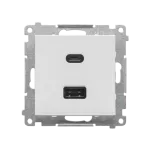 Simon 55 WMDS-0042L2-114 Ładowarka USB C+A (moduł), 30W, 230V; Jasnoszary mat