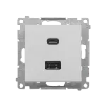 Simon 55 WMDS-0042L2-143 Ładowarka USB C+A (moduł), 30W, 230V; Aluminium mat