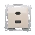 Simon 54 WMDZ-EC2CAQ-041 Ładowarka USB C+A (moduł), 30W, 230V; kremowy