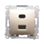 Simon 54 WMDZ-EC2CAQ-044 Ładowarka USB C+A (moduł), 30W, 230V; złoty mat