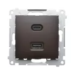 Simon 54 WMDZ-EC2CAQ-046 Ładowarka USB C+A (moduł), 30W, 230V; brąz mat