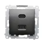 Simon 54 WMDZ-EC2CAQ-048 Ładowarka USB C+A (moduł), 30W, 230V; antracyt