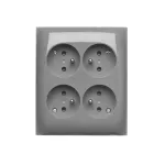 Simon Aquaclick WA-CGZN4CZ-xx-18xx Gniazdo wtyczkowe natynkowe, 4-krotne z uziemieniem, z przesłonami torów prądowych, IP20, 16A, 250V~, szybkozłącza; ciemnoszary