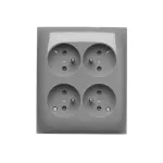 Simon Aquaclick WA-CGZN4Zx-xx-18xx Gniazdo wtyczkowe natynkowe, 4-krotne z uziemieniem, z przesłonami torów prądowych, IP20, 16A, 250V~, zaciski śrubowe; ciemnoszary