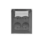 Simon Aquaclick WA-CGSZ4xx-xx-18Ax Gniazdo wtyczkowe natynkowe, Schuko, 4-krotne, klapka transparentna, IP44, 16A, 250V~, zaciski śrubowe; szara