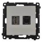 Simon 55 WMDA-P95X10-143 Gniazdo HDMI 2.1 + RJ45 kat.6. (moduł); Aluminium mat