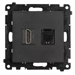 Simon 55 WMDA-P95X10-149 Gniazdo HDMI 2.1 + RJ45 kat.6. (moduł); Czarny mat