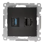 Simon 54 WMDH-0XXXX3-049 Gniadzo HDMI 1,4 + USB 3.0; czarny mat