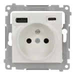 Simon 54 WMDW-001114-011 Gniazdo wtyczkowe z zintegrowaną ładowarką USB C+A (moduł), 2.1 A, 5 V DC, 230 V; biały