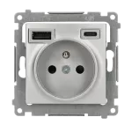 Simon 54 WMDW-001114-043 Gniazdo wtyczkowe z zintegrowaną ładowarką USB C+A (moduł), 2.1 A, 5 V DC, 230 V; srebrny mat