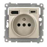 Simon 54 WMDW-001114-044 Gniazdo wtyczkowe z zintegrowaną ładowarką USB C+A (moduł), 2.1 A, 5 V DC, 230 V; złoty mat