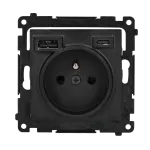 Simon 55 WMDW-001114-149 Gniazdo wtyczkowe z zintegrowaną ładowarką USB C+A (moduł), 2.1 A, 5 V DC, 230 V; Czarny mat