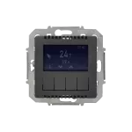 Simon 82 W8-2817-38ETX-XXXX Termostat programowalny z wyświetlaczem z wew/zewn czujnikiem temperatury, bez sondy (moduł) 16(2) A, 230V~; grafit