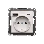 Simon 55 WMDW-001115-114 Gniazdo schuko z zintegrowaną ładowarką USB C+A (moduł), 2.1 A, 5 V DC, 230 V; Jasnoszary mat