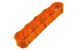 Puszka podtynkowa PK60, głęboka 60mm, fi68, z wkrętami, pięciokrotna, pomarańczowa, IP30