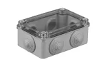 Puszka hermetyczna S-BOX 120x80x50, 6 dławików, szara, z pokrywą przeźroczystą, IP65