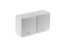 Gniazdo BETA podwójne, białe, biała klapka, IP44