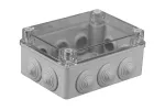Puszka hermetyczna S-BOX 150x110x70, 10 dławików, szara, z pokrywą przeźroczystą, IP65