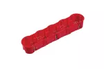 Puszka do pustych ścian PK60, głęboka 60mm, fi68, z wkrętami, pięciokrotna, samogasnąca, czerwona, IP30