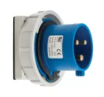 Wtyczka tablicowa prosta, 32A/3P, 250V, niebieska, IP67