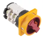 Łącznik krzywkowy tablicowy, L/P, 25A, 690V, 3-fazowy, z możliwością blokady na kłódkę, żółto-czerwony, IP44
