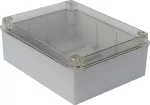 Puszka hermetyczna S-BOX 240x190x90, bez dławików, szara, bezhalogenowa, z pokrywą przeźroczystą, IP65