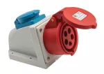 Gniazdo stałe KOMBI, 1x16A/5P, 1x250V, 400V, czerwone, IP44