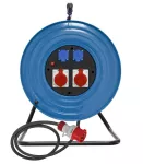 Przedłużacz na bębnie metalowym SOLID LINE, fi470, przewód H07RN-F 5x2,5mm2 - 30m, 2x16A/5P, 2x250V, 400V, 1x termik, niebieski, IP44