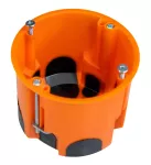 Puszka do pustych ścian, głęboka 60mm, fi68, z wkrętami, wiatroszczelna, pomarańczowa, IP30