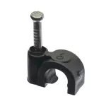 Uchwyt kablowy z gwoździem, fi6mm, okrągły, czarny, 100szt.