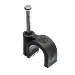 Uchwyt kablowy z gwoździem, fi10mm, okrągły, czarny, 100szt.