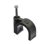 Uchwyt kablowy z gwoździem, fi12mm, okrągły, czarny, 100szt.