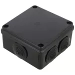 Puszka hermetyczna S-BOX 100x100x50, 6 dławików, odporna na UV, czarna, IP65