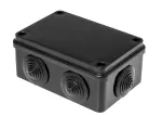Puszka hermetyczna S-BOX 120x80x50, 6 dławików, odporna na UV, czarna, IP65