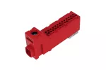Listwa zaciskowa bezgwintowa LZB, 1x2,5-25mm2 / 13x1,5-2,5mm2, 63A, 1kV, czerwona