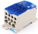 Blok rozdzielczy SPLIT, Al/Cu, 1x35-120mm2 / 2x6-35mm2, 5x2,5-16mm2, 4x2,5-10mm2, 250A, 1kV, biały z niebieską klapką