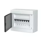 Rozdzielnica modułowa natynkowa S-8, 1x8, drzwi przeźroczyste, plastikowa, biała, IP40