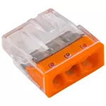 Szybkozłączka samozaciskowa 3x0,5-2,5mm2, 24A, 450V, pomarańczowa