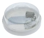 Oprawa RITA, E27, 18W, klosz przeźroczysty poliwęglanowy, podstawa biała, z czujnikiem ruchu, odporna na UV, 24V, IK10, IP44