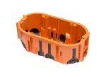 Puszka podtynkowa ProDuo podwójna, głęboka 60mm, fi68, łączeniowa, z wkrętami, wiatroszczelna , pomarańczowa, IP30