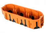 Puszka podtynkowa ProDuo potrójna, głęboka 60mm, fi68, łączeniowa, z wkrętami, wiatroszczelna , pomarańczowa, IP30