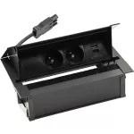 Simon 480 TS48-730E30BK0-44 Cover 3 gn. typ E + ładow. USB A+C i płytka dla 2 złączy RJ45 keystone; złącze 10 cm przewód; czarny