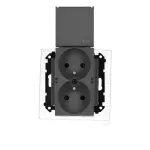 Simon 55 WMDW-00200O-116 Gniazdo wtyczkowe podwójne do wersji IP44 z uszczelką (moduł) 16 A, 250 V~, szybkozłącza. Klapka w kolorze pokrywy; Grafitowy mat
