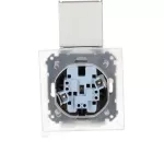 Simon 55 WMDW-00200O-143 Gniazdo wtyczkowe podwójne do wersji IP44 z uszczelką (moduł) 16 A, 250 V~, szybkozłącza. Klapka w kolorze pokrywy; Aluminium mat