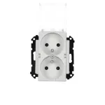 Simon 55 WMDW-00200O-143A Gniazdo wtyczkowe podwójne do wersji IP44 z uszczelką (moduł) 16 A, 250 V~, szybkozłącza. Klapka transparentna; Aluminium mat