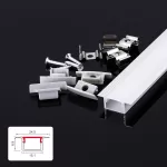 ZESTAW PROFIL LED NEXTEC PODTYNKOWY TYP PTA + KLOSZ PC MLECZNY + 4 ZAŚLEPKI, 202cm, ANODA