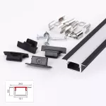 ZESTAW PROFIL LED NEXTEC PODTYNKOWY TYP PTA + KLOSZ PC MLECZNY + 4 ZAŚLEPKI, 202cm, CZARNA ANODA